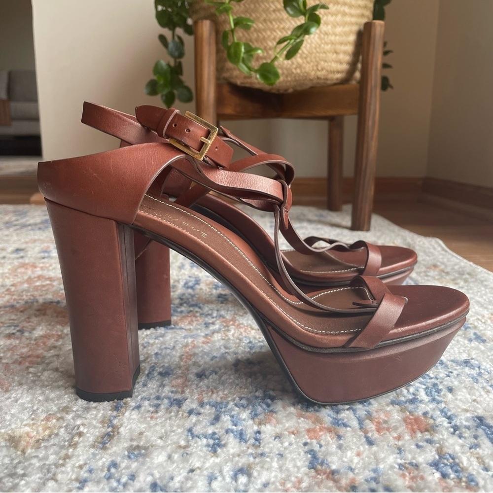 Brown Platform Block Heel Sandals - Women
